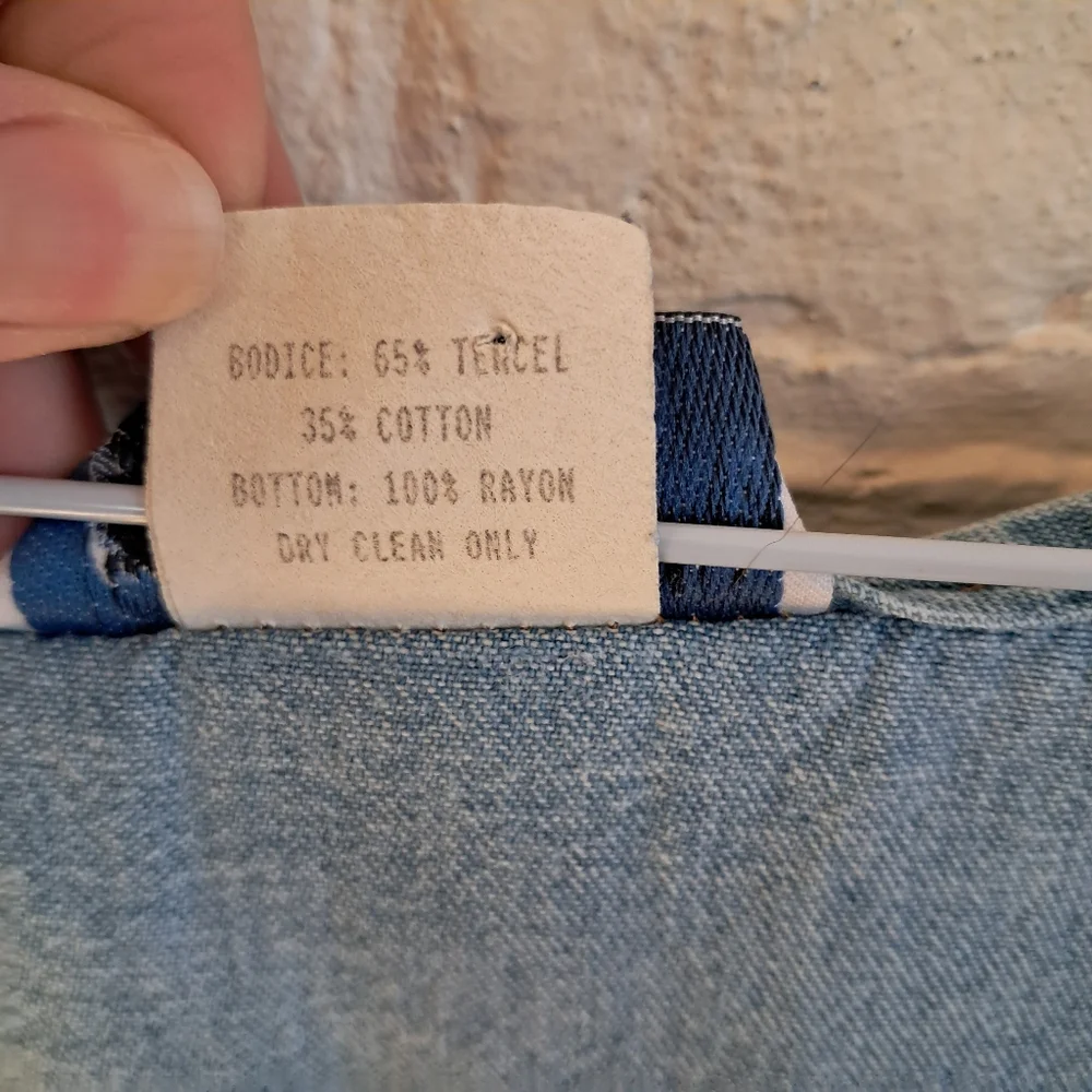 Vintage 90s Central Falls Womens Dress Size Small Denim Bodice Floral Skirt - Picture 4 of 7